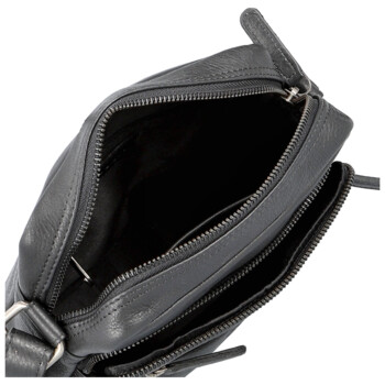 Pánská kožená crossbody taška černá - Bellugio Lewin