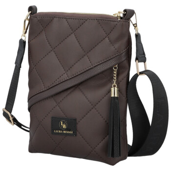 Dámská crossbody kabelka tmavě hnědá - Laura Biaggi Amia