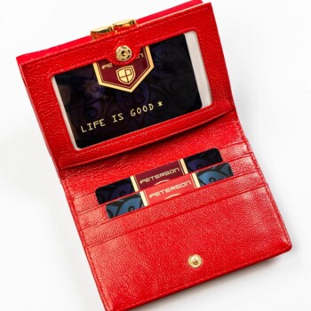 Dámská koženkovo/kožená peněženka červená - Peterson Keriet