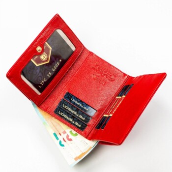 Dámská koženkovo/kožená peněženka červená - Peterson Keriet