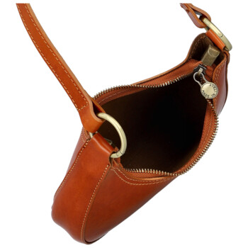 Dámská kožená kabelka na rameno koňaková - Delami Vera Pelle Fidelie