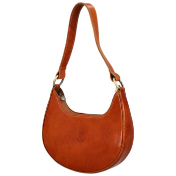 Dámská kožená kabelka na rameno koňaková - Delami Vera Pelle Anissa