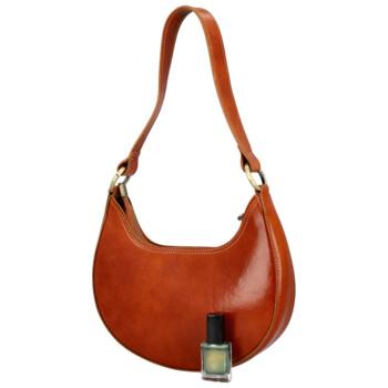 Dámská kožená kabelka na rameno koňaková - Delami Vera Pelle Anissa