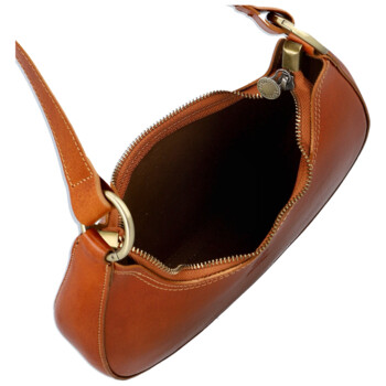 Dámská kožená kabelka na rameno koňaková - Delami Vera Pelle Anissa