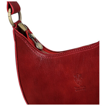 Dámská kožená kabelka na rameno červená - Delami Vera Pelle Anissa