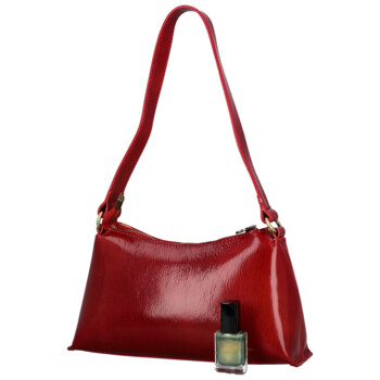 Dámská kožená kabelka na rameno červená - Delami Vera Pelle Araxi