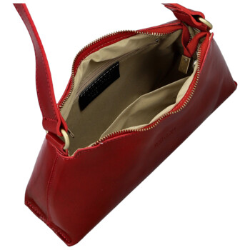 Dámská kožená kabelka na rameno červená - Delami Vera Pelle Araxi