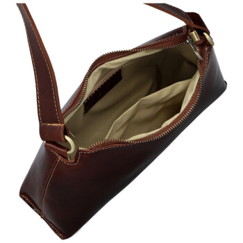 Dámská kožená kabelka na rameno hnědá - Delami Vera Pelle Araxi