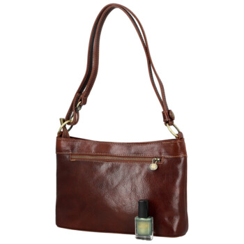 Dámská kožená kabelka na rameno hnědá - Delami Vera Pelle Kilveri