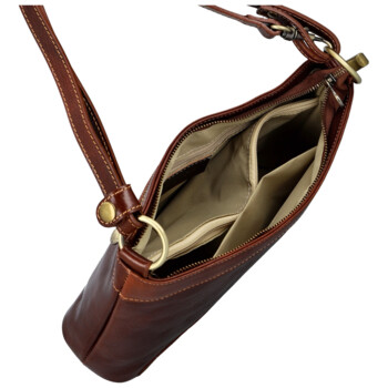 Dámská kožená kabelka na rameno hnědá - Delami Vera Pelle Kilveri