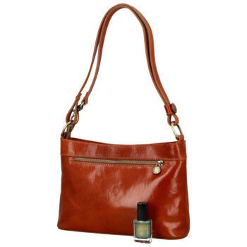 Dámská kožená kabelka na rameno koňaková - Delami Vera Pelle Kilveri