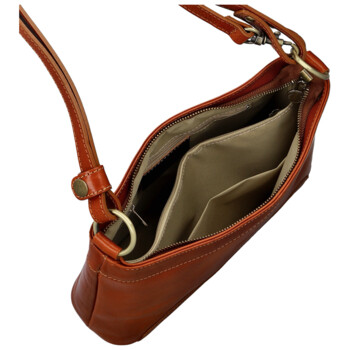 Dámská kožená kabelka na rameno koňaková - Delami Vera Pelle Kilveri