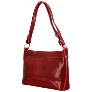 Dámská kožená kabelka na rameno červená - Delami Vera Pelle Kilveri