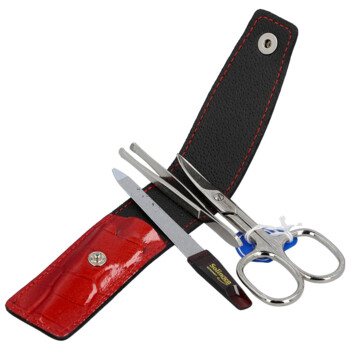 Kožená manikúra a pedikúra croco červená - Solingen Feliksa