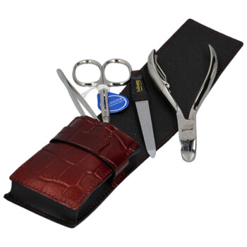 Kožená manikúra a pedikúra croco vínová - Solingen Amar