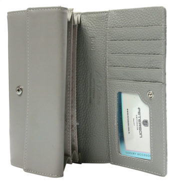 Dámská koženkovo/kožená peněženka růžovo/stříbrná - Peterson Glafira