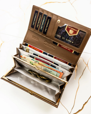 Dámská koženkovo/kožená peněženka hnědá - Peterson Birgita