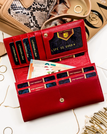 Dámská koženkovo/kožená peněženka červená - Peterson Birgita