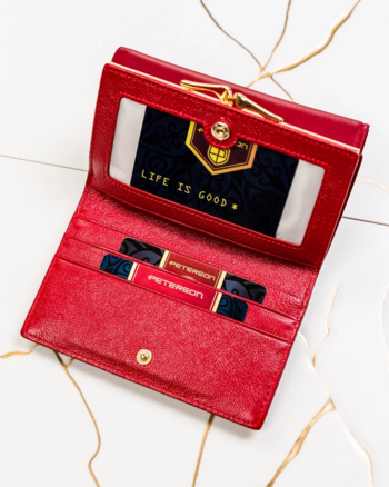 Dámská koženkovo/kožená peněženka červená - Peterson Haya