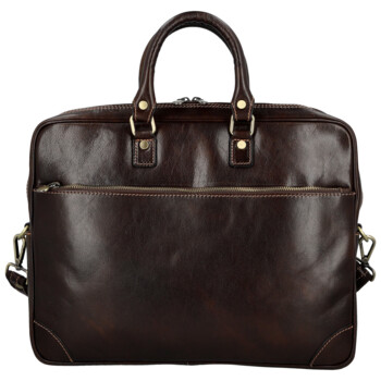 Kožená business taška tmavě hnědá - Delami Vera Pelle Evarist
