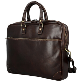 Kožená business taška tmavě hnědá - Delami Vera Pelle Evarist