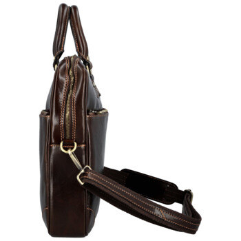 Kožená business taška tmavě hnědá - Delami Vera Pelle Evarist