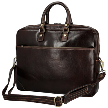 Kožená business taška tmavě hnědá - Delami Vera Pelle Evarist