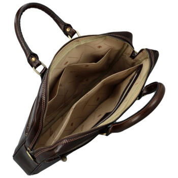 Kožená business taška tmavě hnědá - Delami Vera Pelle Evarist