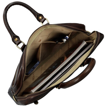 Kožená business taška tmavě hnědá - Delami Vera Pelle Evarist