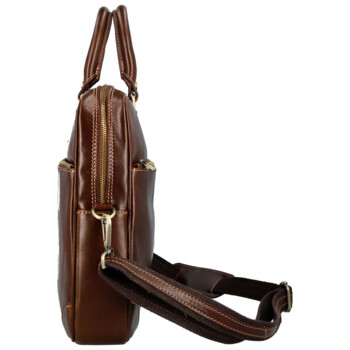 Kožená business taška hnědá - Delami Vera Pelle Evarist