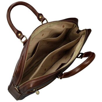 Kožená business taška hnědá - Delami Vera Pelle Evarist