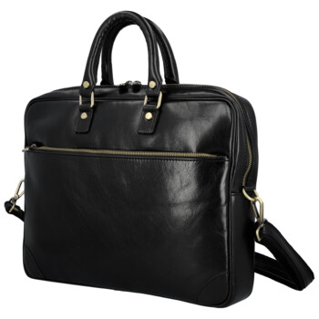 Kožená business taška černá - Delami Vera Pelle Evarist