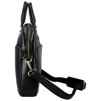 Kožená business taška černá - Delami Vera Pelle Evarist