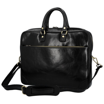 Kožená business taška černá - Delami Vera Pelle Evarist