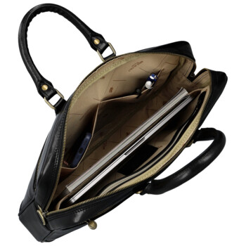 Kožená business taška černá - Delami Vera Pelle Evarist