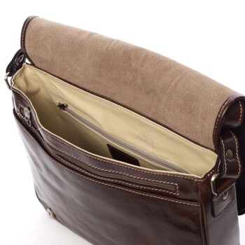 Pánská kožená crossbody kabelka hnědá - Delami Mohex