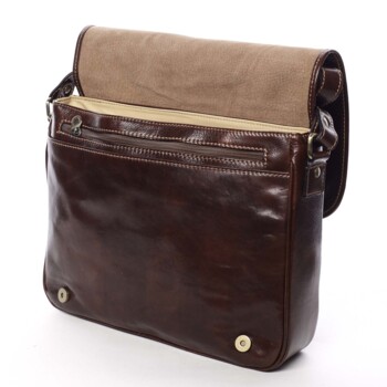 Pánská kožená crossbody kabelka hnědá - Delami Mohex