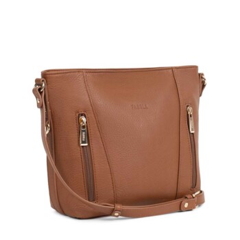 Dámská kožená kabelka přes rameno světle hnědá - Fagola Preira