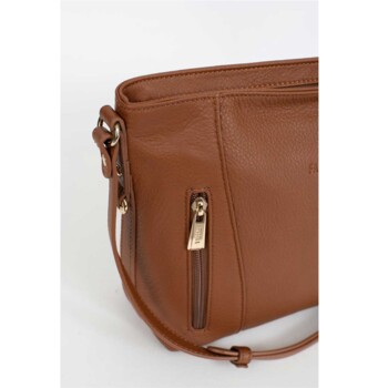 Dámská kožená kabelka přes rameno světle hnědá - Fagola Preira
