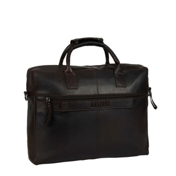 Pánská kožená brašna na notebook tmavě hnědá - Mustang William