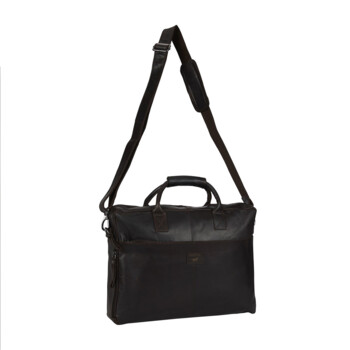 Pánská kožená brašna na notebook tmavě hnědá - Mustang William