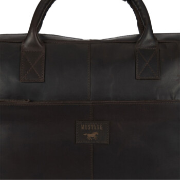 Pánská kožená brašna na notebook tmavě hnědá - Mustang William