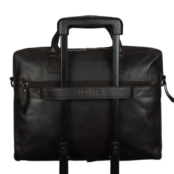 Pánská kožená brašna na notebook tmavě hnědá - Mustang William