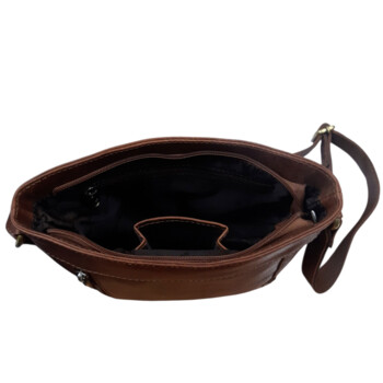 Dámská kožená kabelka přes rameno koňaková - Sendi Design Leona