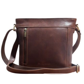 Dámská kožená kabelka přes rameno koňaková - Sendi Design Leona