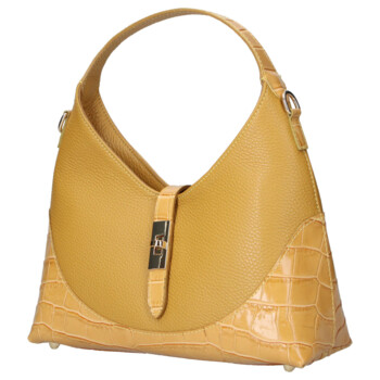 Dámská kožená kabelka žlutá - Delami Vera Pelle Aria