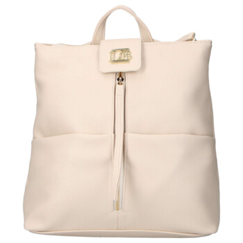 Dámský koženkový batoh béžový - Laura Biaggi Nova