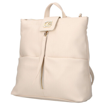 Dámský koženkový batoh béžový - Laura Biaggi Nova