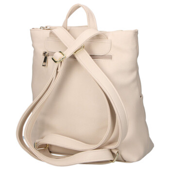 Dámský koženkový batoh béžový - Laura Biaggi Nova