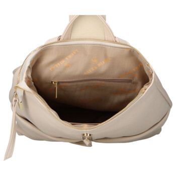 Dámský koženkový batoh béžový - Laura Biaggi Nova